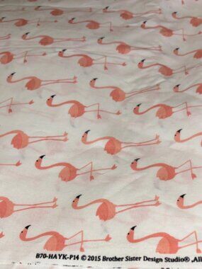 2015 Peachy Pink Flamingo Pattern Cotton Fabric Brother Sister Design 3 yards